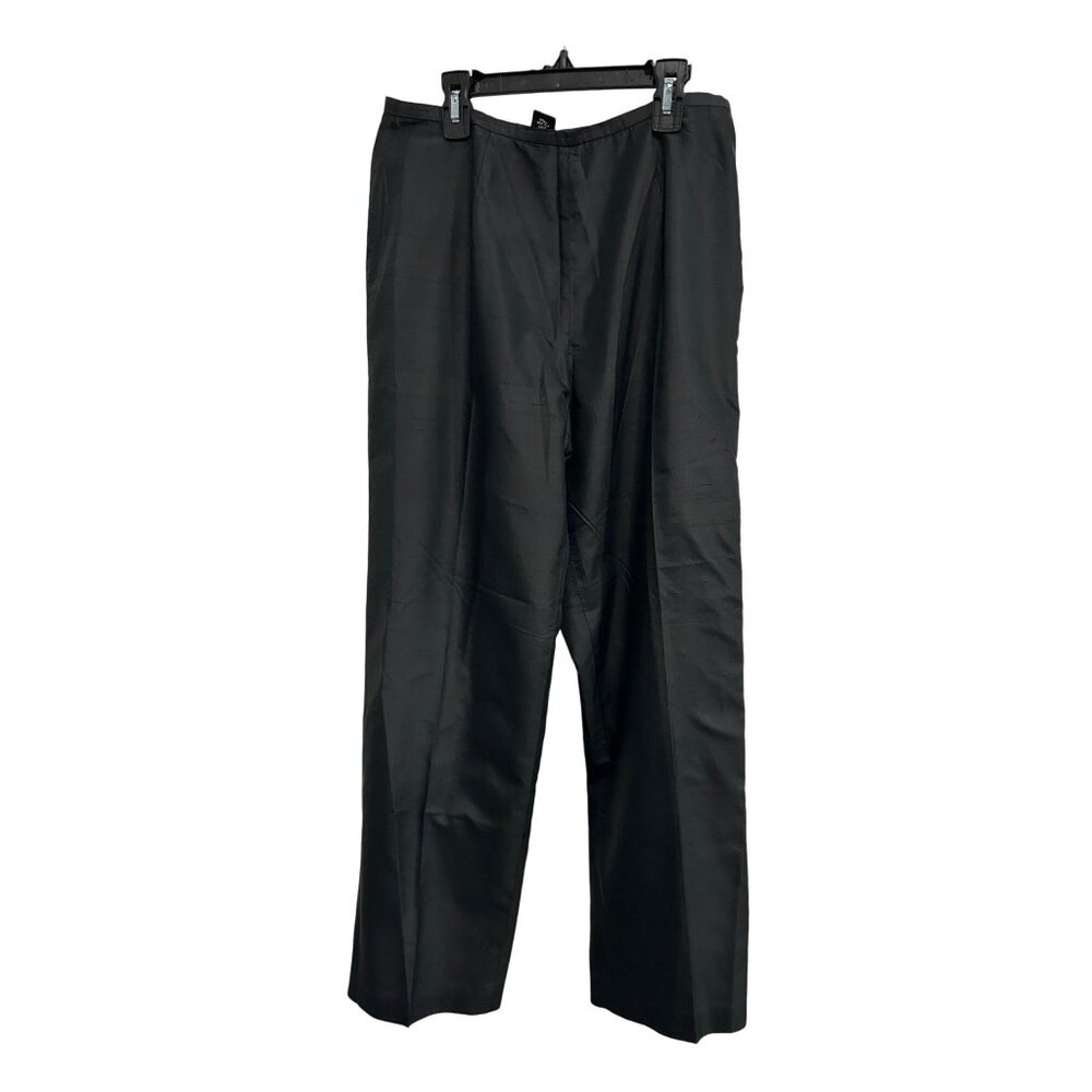 Harris Wallace Womens High Waist Buttoned Silk Pants Size 10 Black